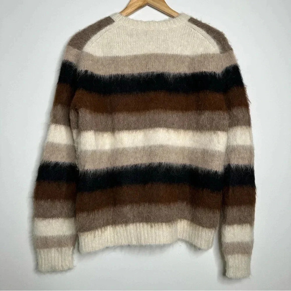 THEORY Striped Alpaca Wool V-Neck Sweater Size Medium - Picture 9 of 11